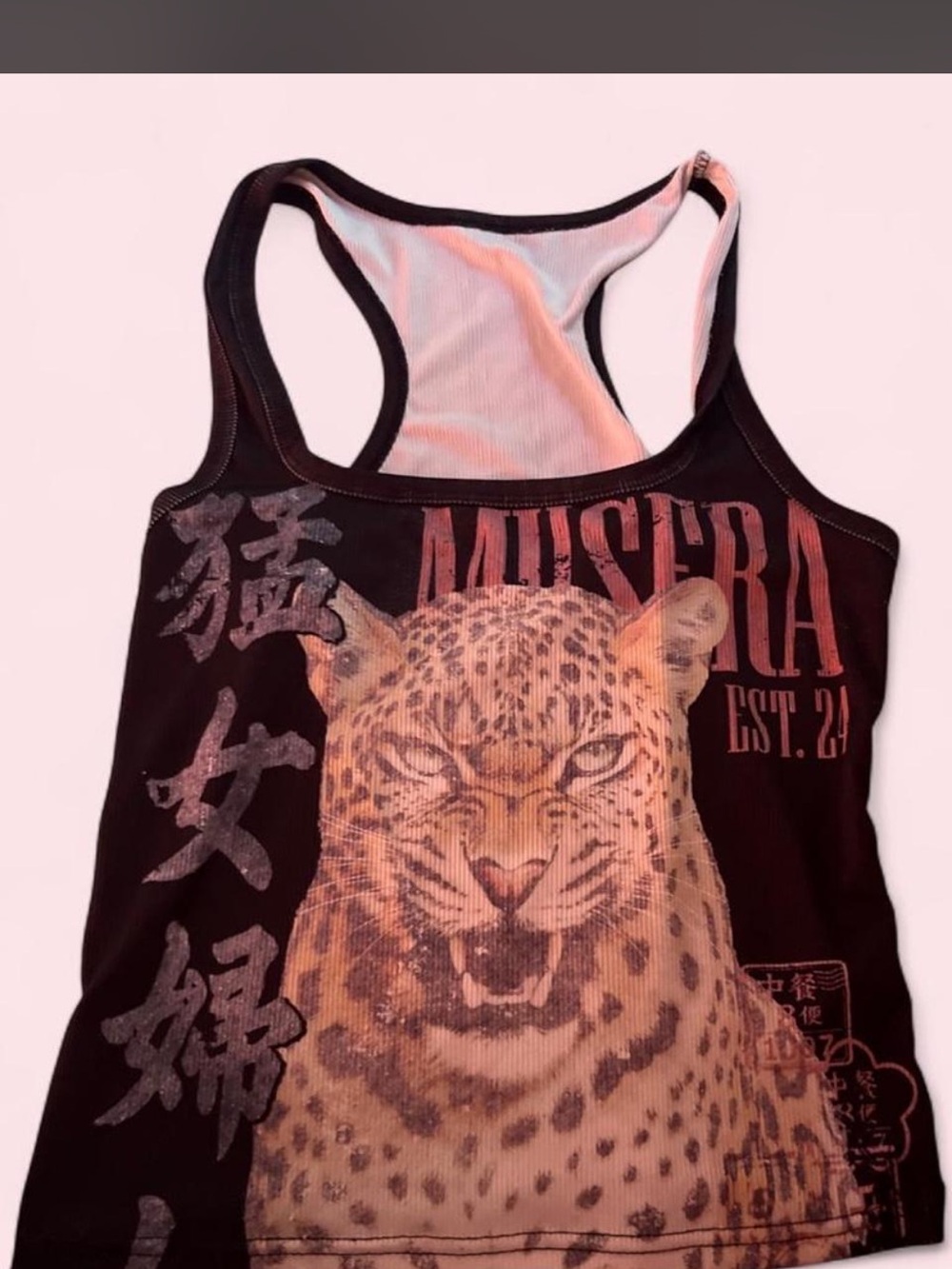 Black Leopard Graphic Racerback Tank Top